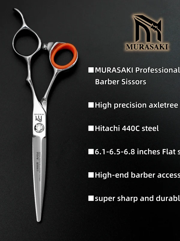 MURASAKI Professional hair cutting scissors，Japan 440C steel hair thinning shears，Set of 6.1-6.5-6.8 inch，High-end barber tools