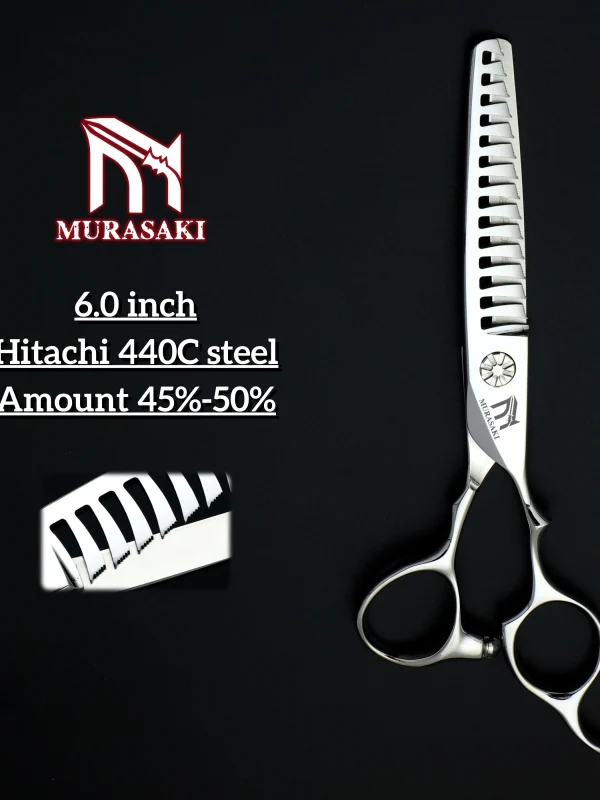 MURASAKI 6 inch professional barber scissors,440C steel hair thinning scissors,Ergonomic design handle,High-end barber tools