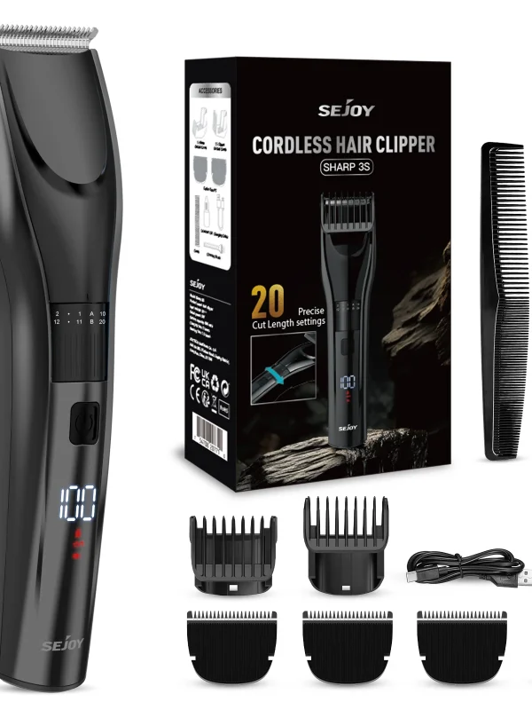 Sejoy Electric Hair Clipper For Men, 20 Gears Adjustable Hair Cut Machine Hair Trimmer Professional Rechargeable Hair Cut Barber