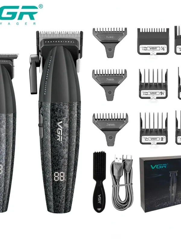 VGR Hair Trimmer Professional Clipper Cordless Barber 9000 RPM Rechargeable Hair Cutting Machine Metal Trimmer for Men V-640
