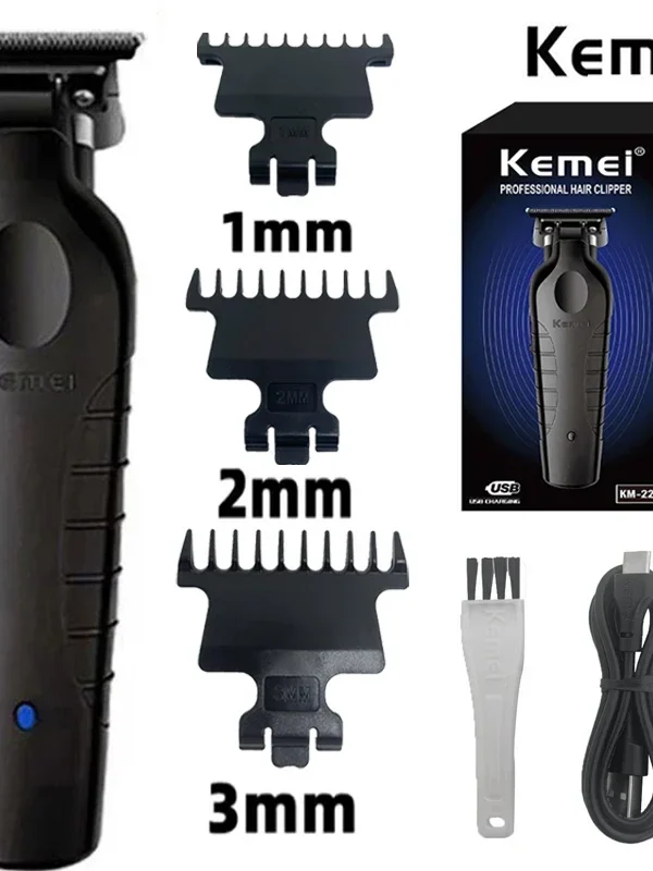 Kemei 2299 Barber Cordless Hair Trimmer 0mm Zero Gapped Carving Clipper Professional Electric Finish Cutting Machine